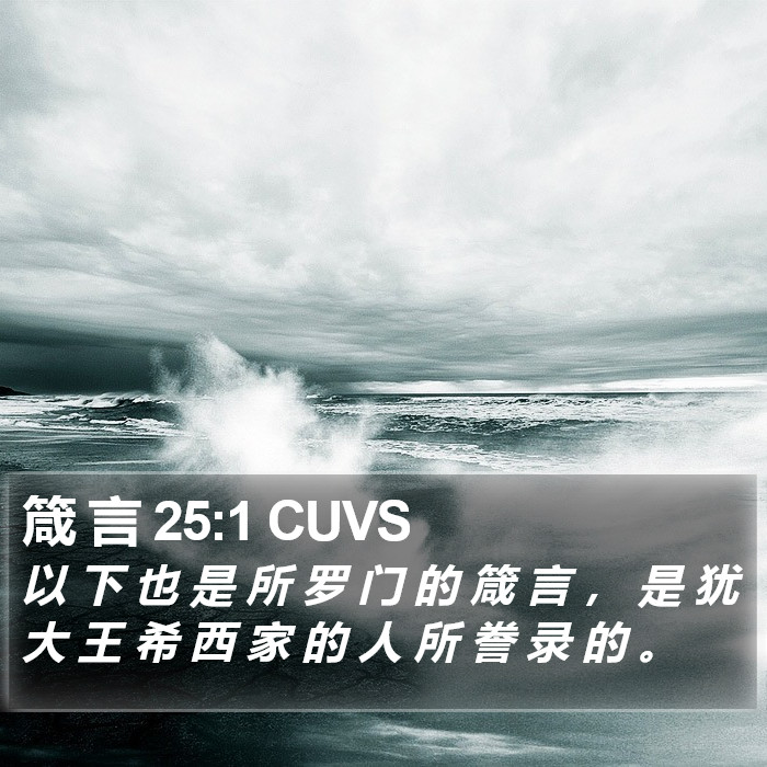 箴 言 25:1 CUVS Bible Study