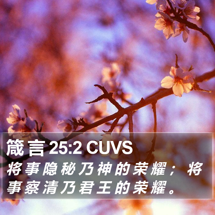 箴 言 25:2 CUVS Bible Study