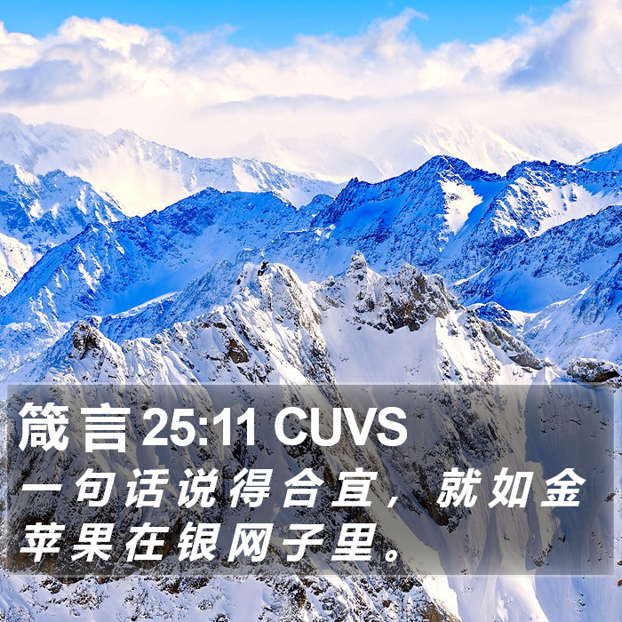 箴 言 25:11 CUVS Bible Study