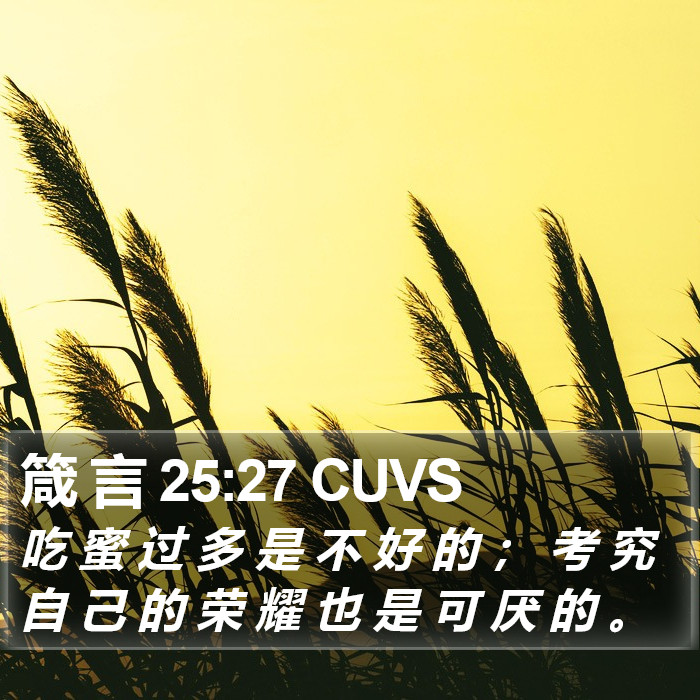 箴 言 25:27 CUVS Bible Study