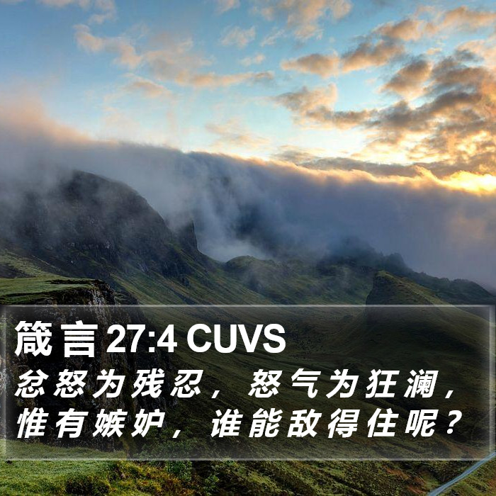 箴 言 27:4 CUVS Bible Study