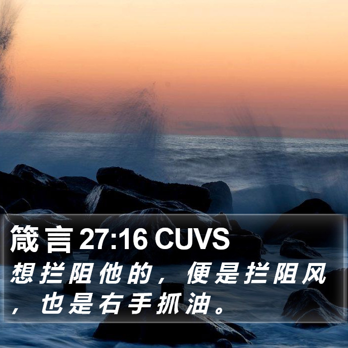 箴 言 27:16 CUVS Bible Study
