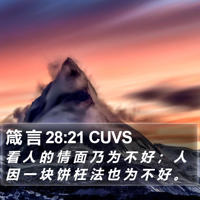 箴 言 28:21 CUVS Bible Study