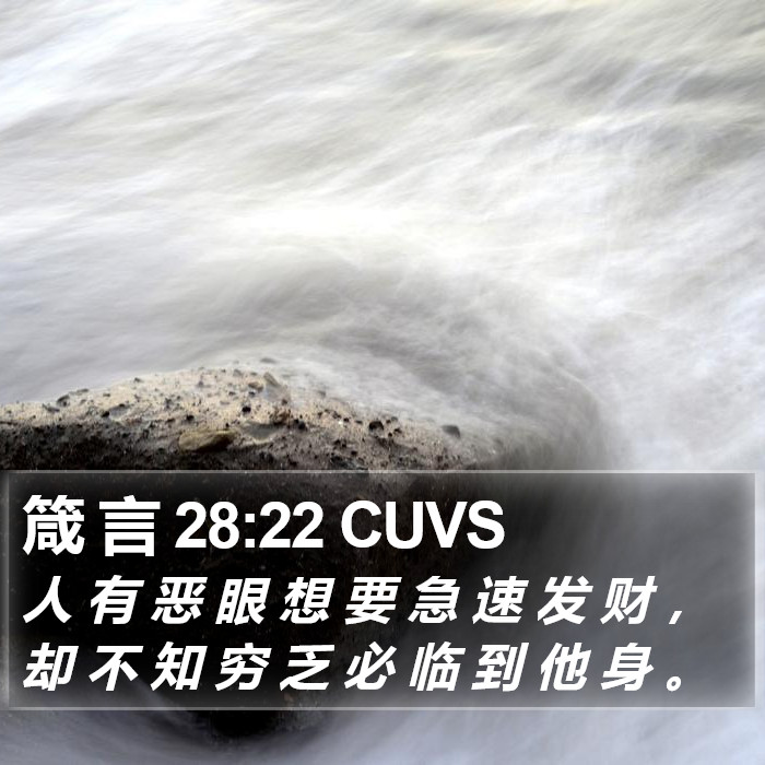 箴 言 28:22 CUVS Bible Study
