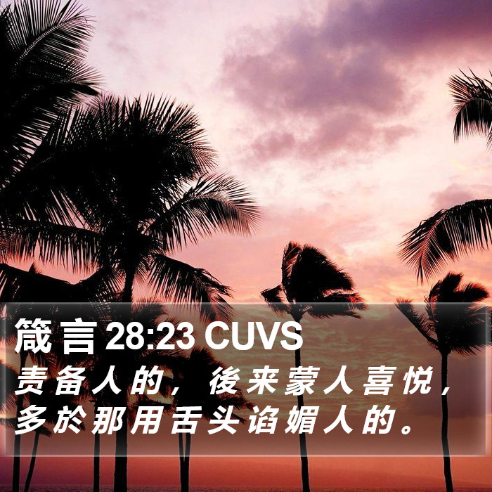 箴 言 28:23 CUVS Bible Study