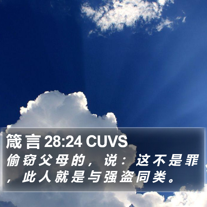 箴 言 28:24 CUVS Bible Study