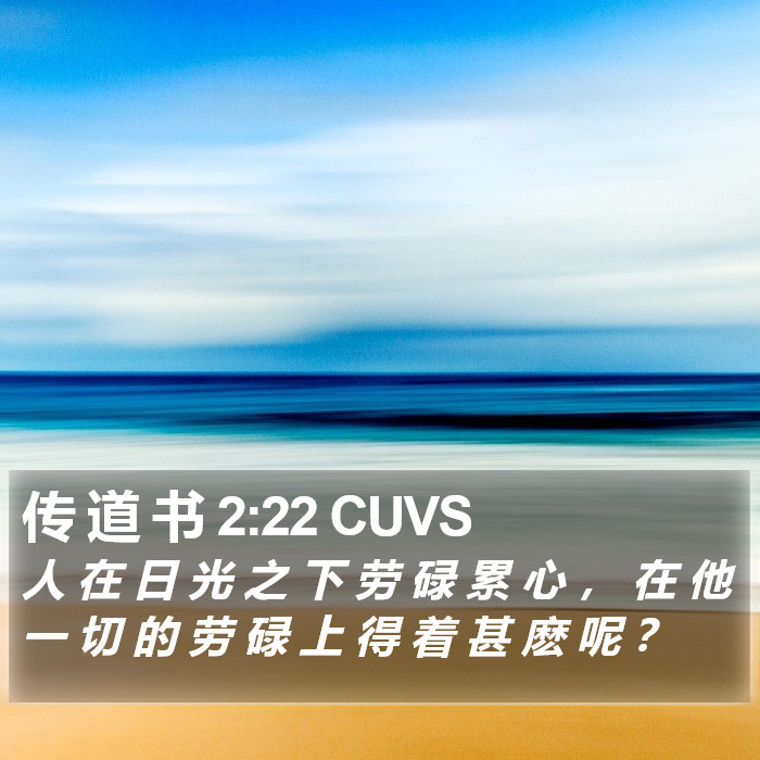 传 道 书 2:22 CUVS Bible Study