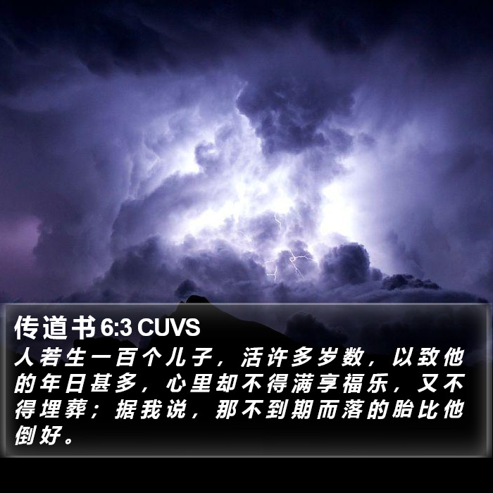 传 道 书 6:3 CUVS Bible Study