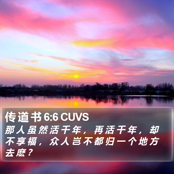 传 道 书 6:6 CUVS Bible Study