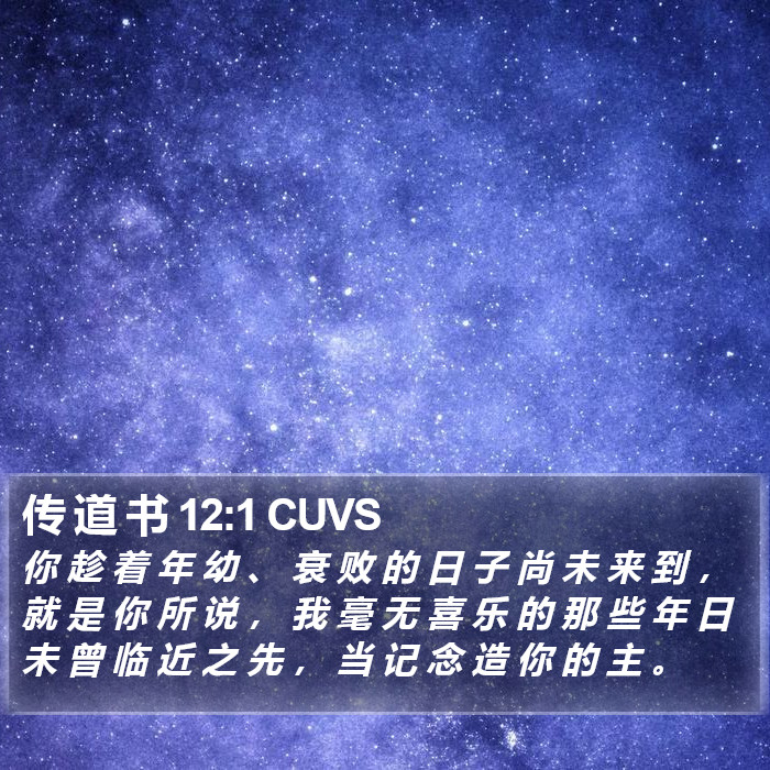 传 道 书 12:1 CUVS Bible Study