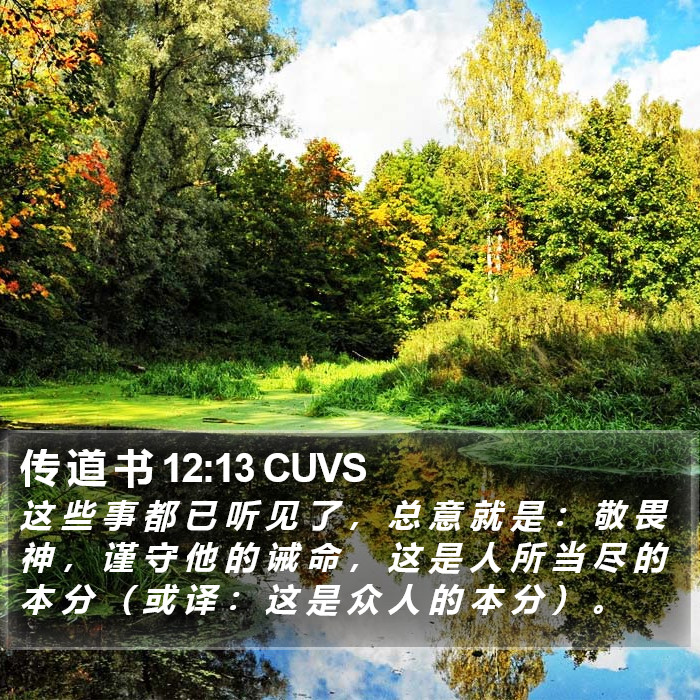 传 道 书 12:13 CUVS Bible Study