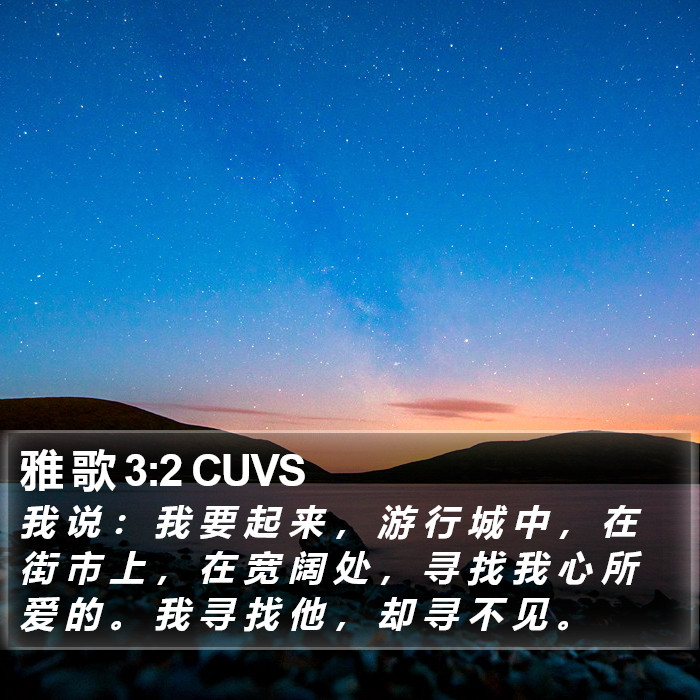 雅 歌 3:2 CUVS Bible Study