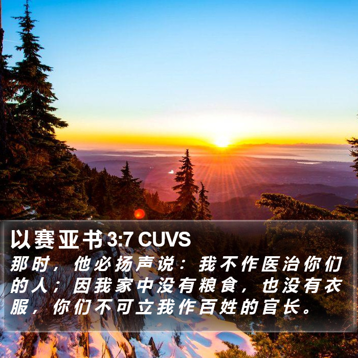 以 赛 亚 书 3:7 CUVS Bible Study