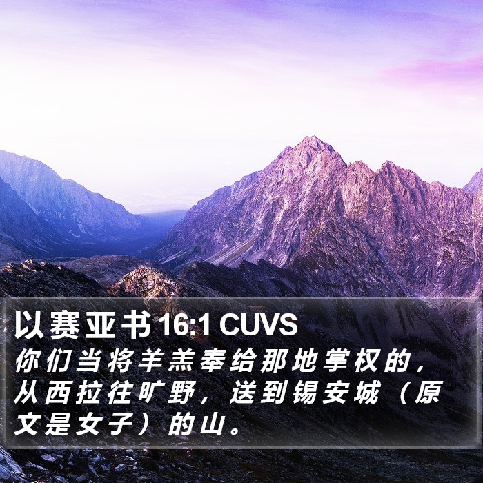 以 赛 亚 书 16:1 CUVS Bible Study