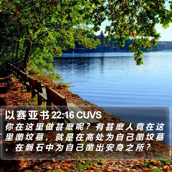 以 赛 亚 书 22:16 CUVS Bible Study