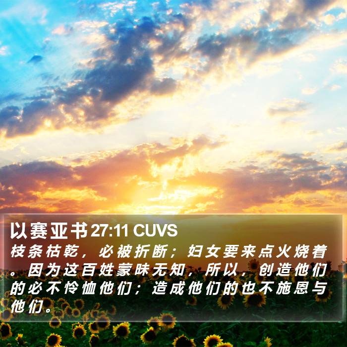 以 赛 亚 书 27:11 CUVS Bible Study