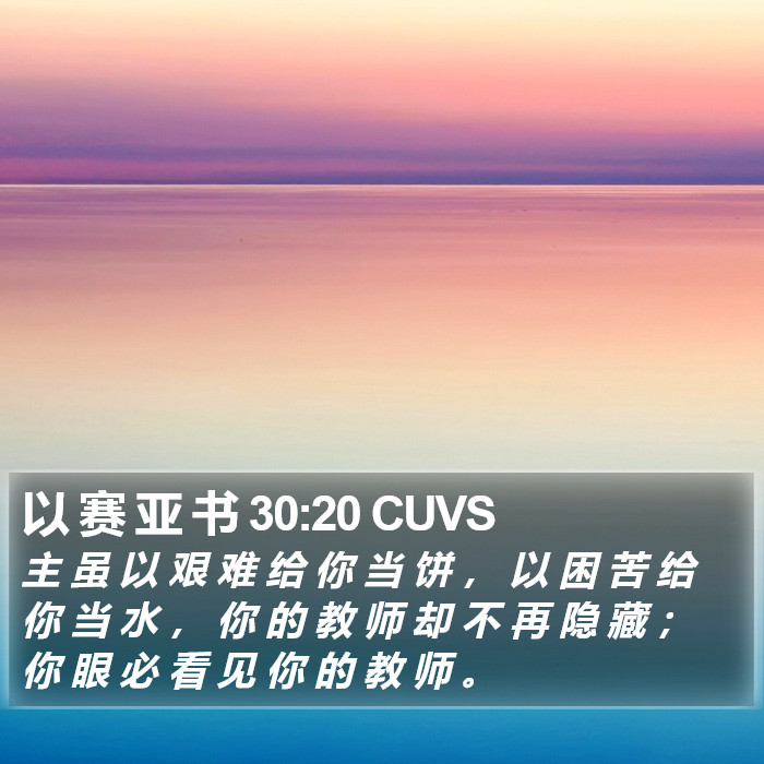 以 赛 亚 书 30:20 CUVS Bible Study