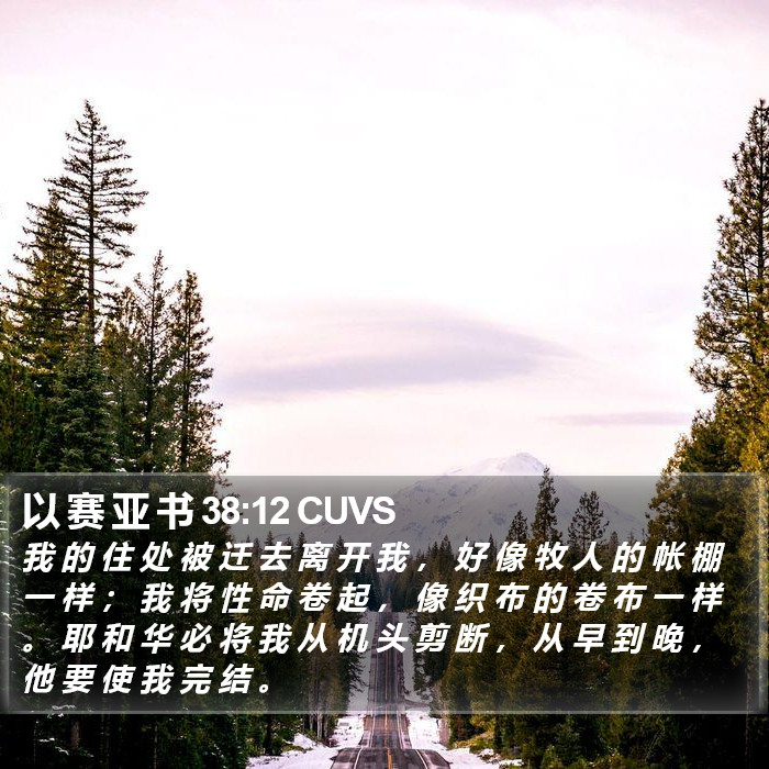 以 赛 亚 书 38:12 CUVS Bible Study