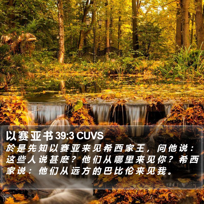 以 赛 亚 书 39:3 CUVS Bible Study