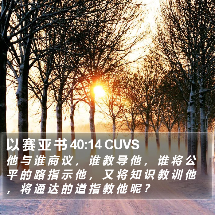 以 赛 亚 书 40:14 CUVS Bible Study