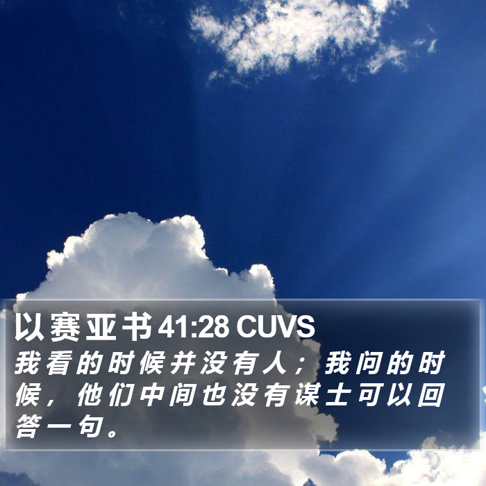 以 赛 亚 书 41:28 CUVS Bible Study