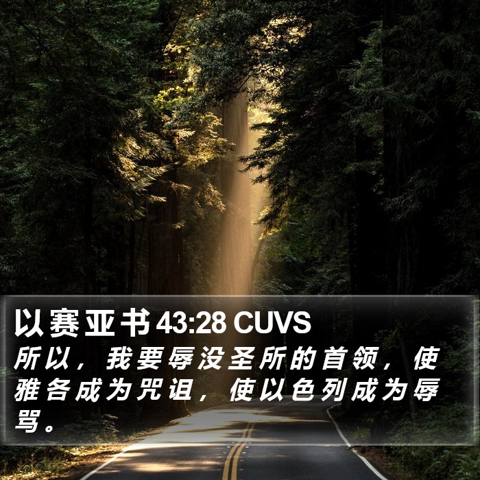 以 赛 亚 书 43:28 CUVS Bible Study