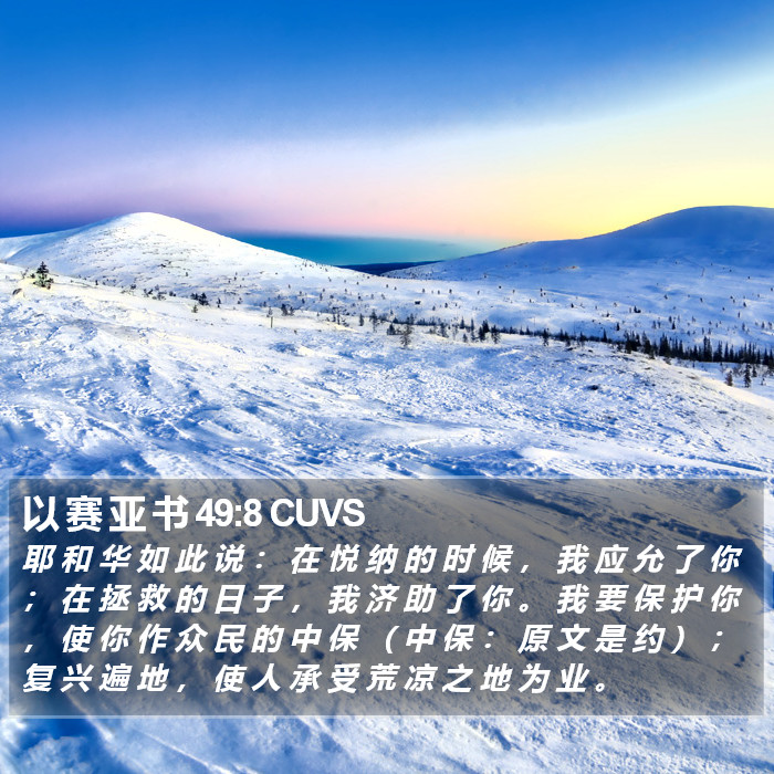 以 赛 亚 书 49:8 CUVS Bible Study