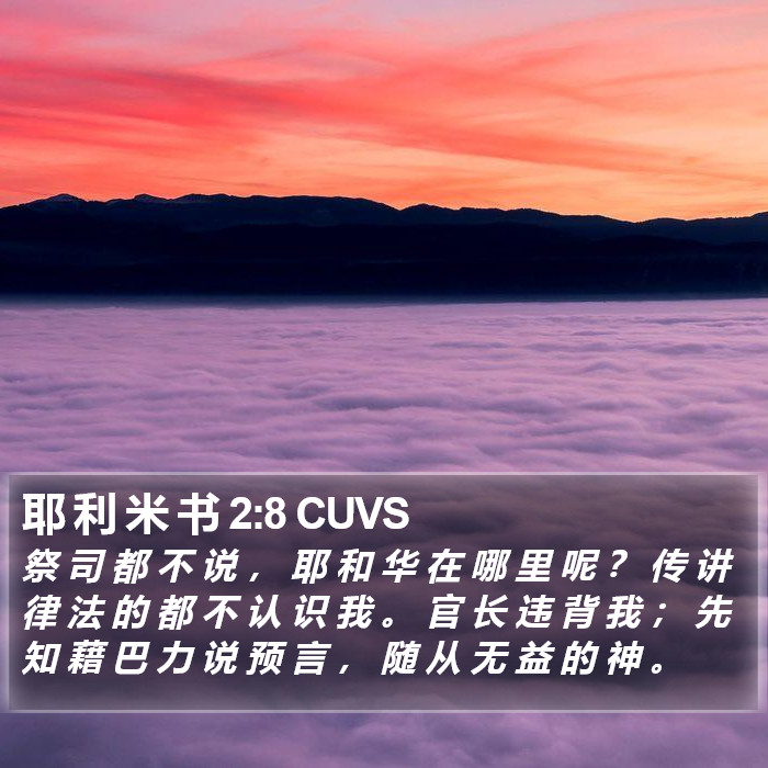 耶 利 米 书 2:8 CUVS Bible Study