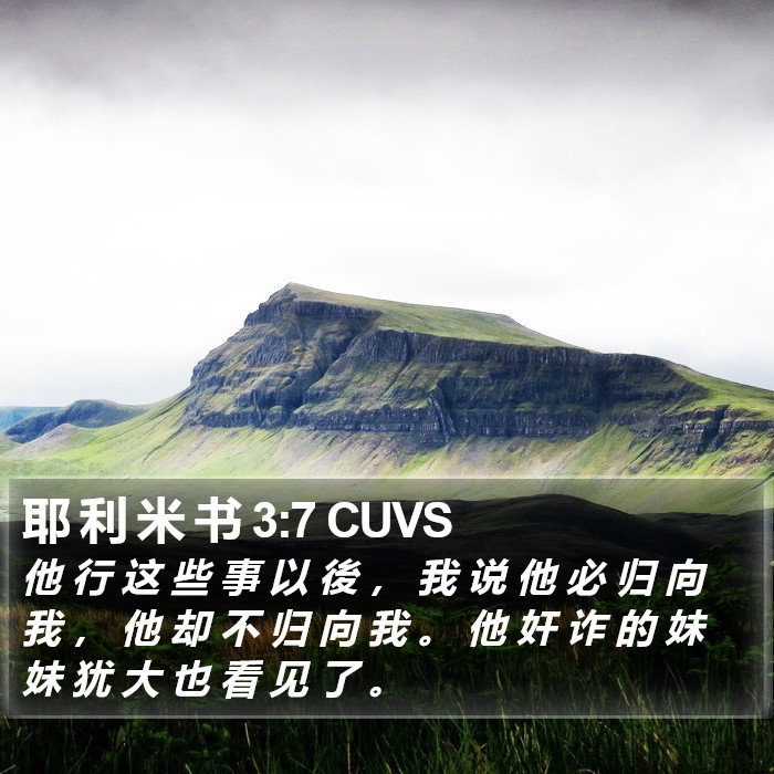 耶 利 米 书 3:7 CUVS Bible Study