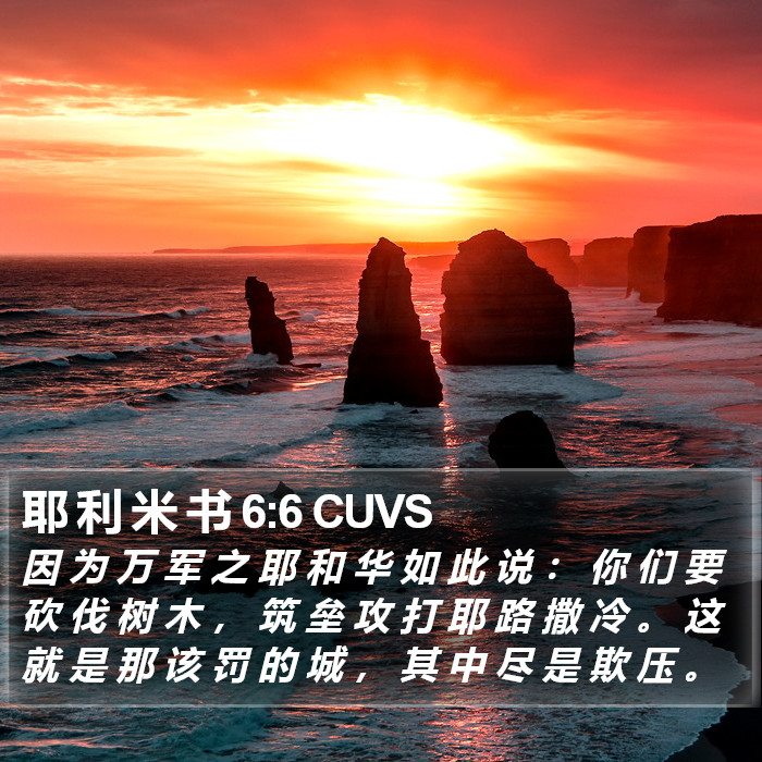 耶 利 米 书 6:6 CUVS Bible Study