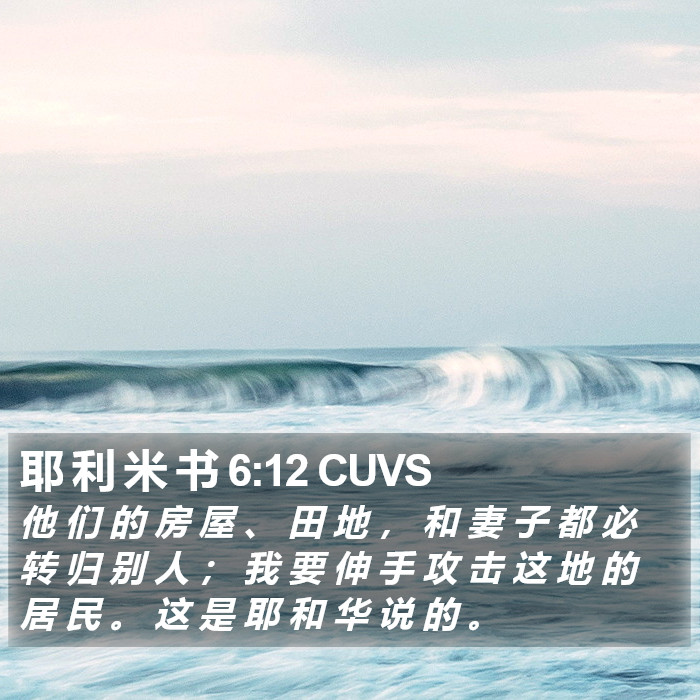 耶 利 米 书 6:12 CUVS Bible Study