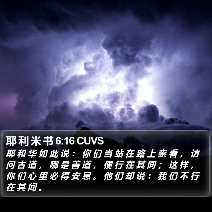 耶 利 米 书 6:16 CUVS Bible Study