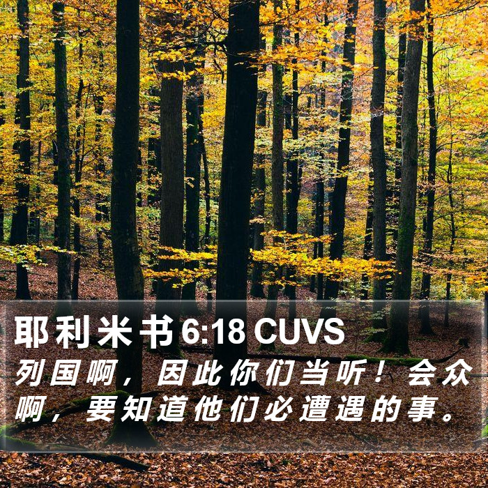 耶 利 米 书 6:18 CUVS Bible Study