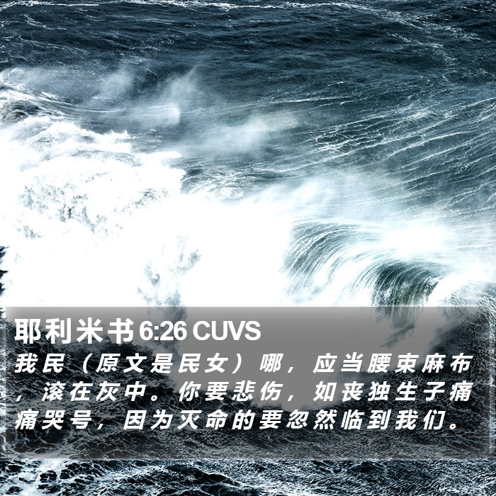 耶 利 米 书 6:26 CUVS Bible Study