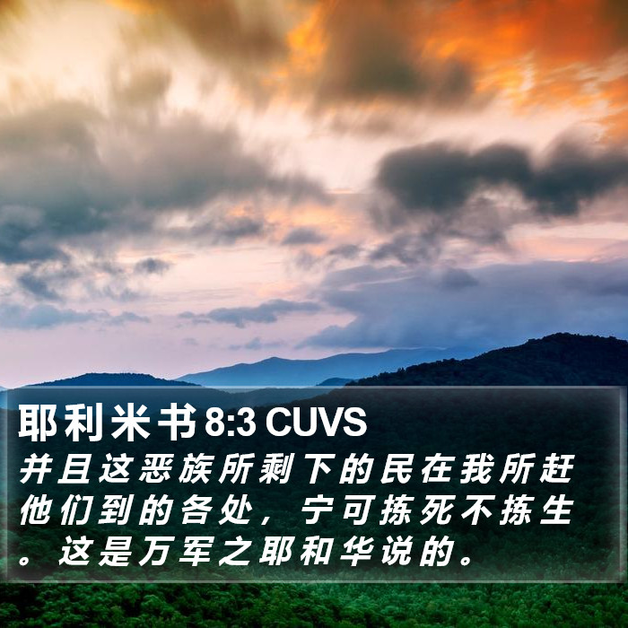 耶 利 米 书 8:3 CUVS Bible Study