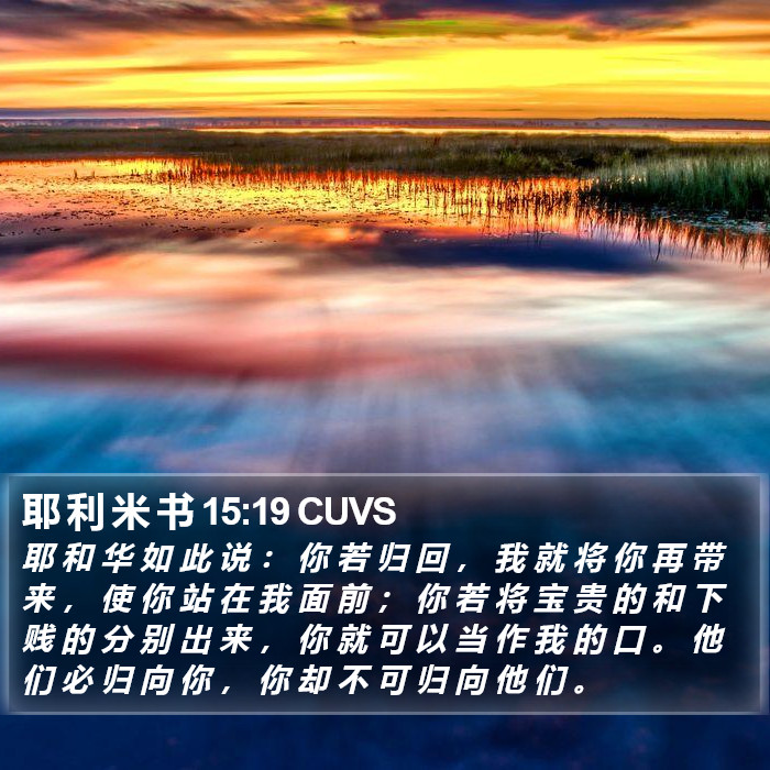 耶 利 米 书 15:19 CUVS Bible Study