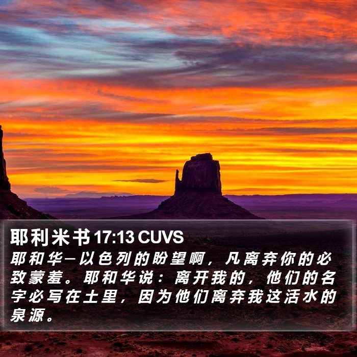 耶 利 米 书 17:13 CUVS Bible Study