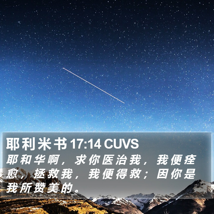 耶 利 米 书 17:14 CUVS Bible Study