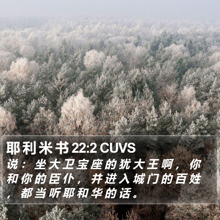 耶 利 米 书 22:2 CUVS Bible Study
