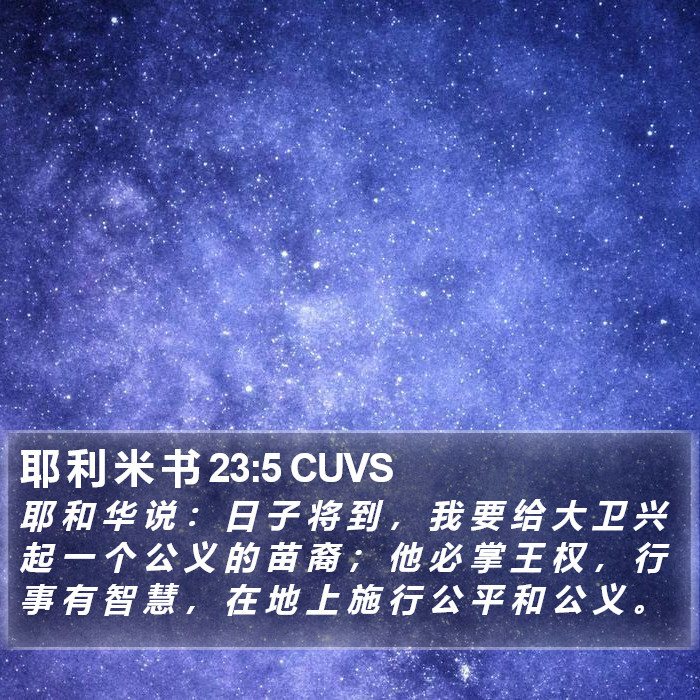 耶 利 米 书 23:5 CUVS Bible Study