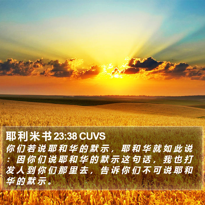 耶 利 米 书 23:38 CUVS Bible Study