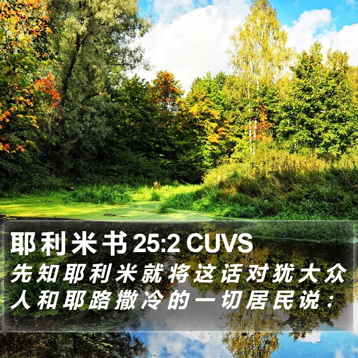 耶 利 米 书 25:2 CUVS Bible Study