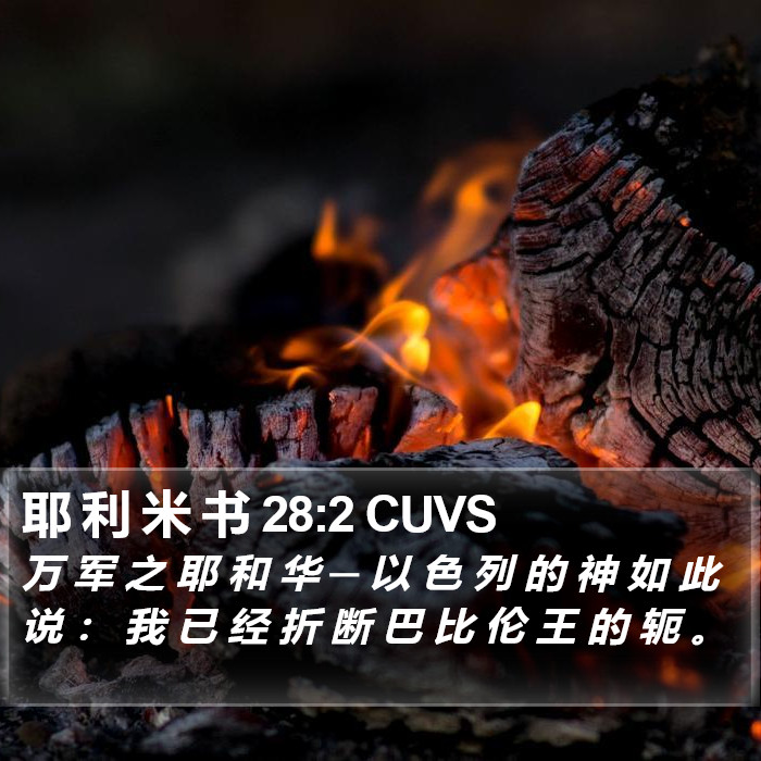 耶 利 米 书 28:2 CUVS Bible Study