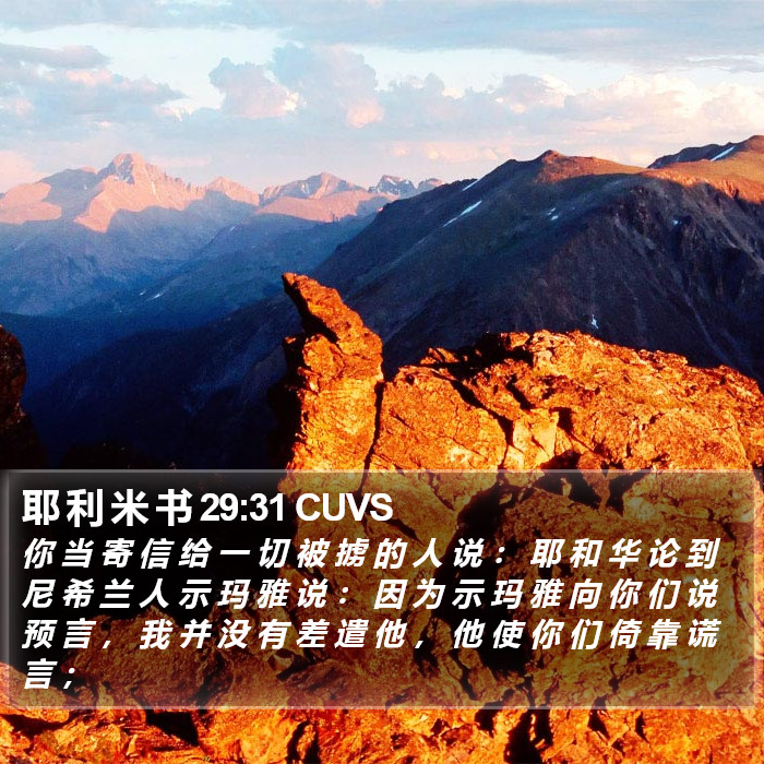 耶 利 米 书 29:31 CUVS Bible Study
