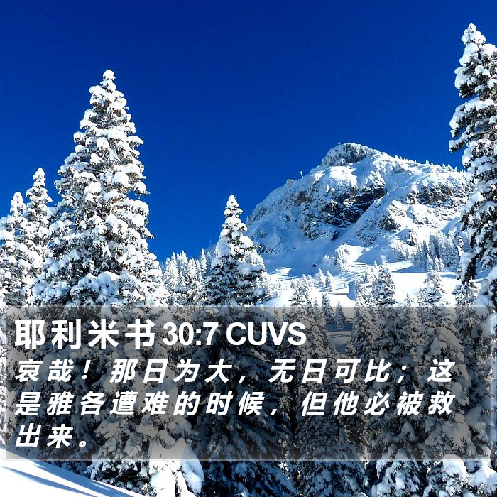 耶 利 米 书 30:7 CUVS Bible Study