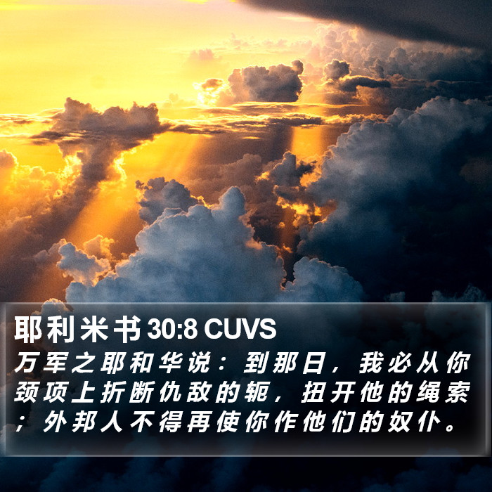 耶 利 米 书 30:8 CUVS Bible Study