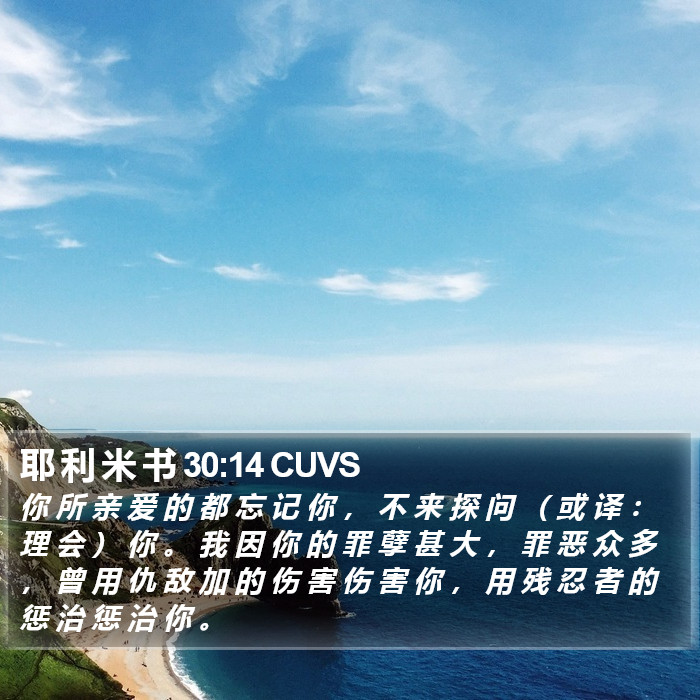 耶 利 米 书 30:14 CUVS Bible Study