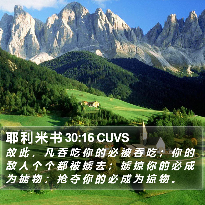 耶 利 米 书 30:16 CUVS Bible Study