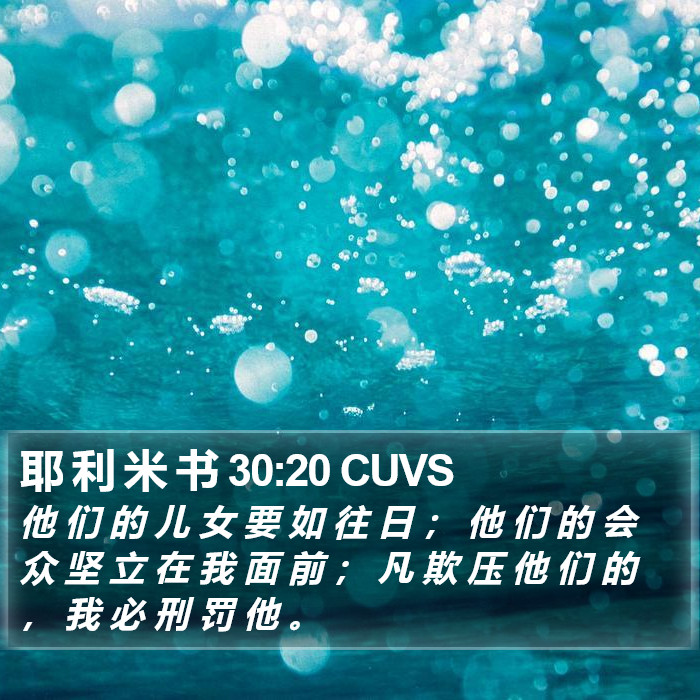 耶 利 米 书 30:20 CUVS Bible Study