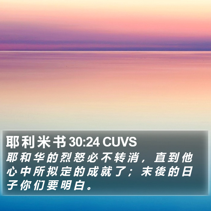 耶 利 米 书 30:24 CUVS Bible Study